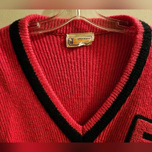 Vintage Junior Bazaar Burnt Pink Deep V-Neck Crewneck Sweater | Size Medium - Picture 5 of 13